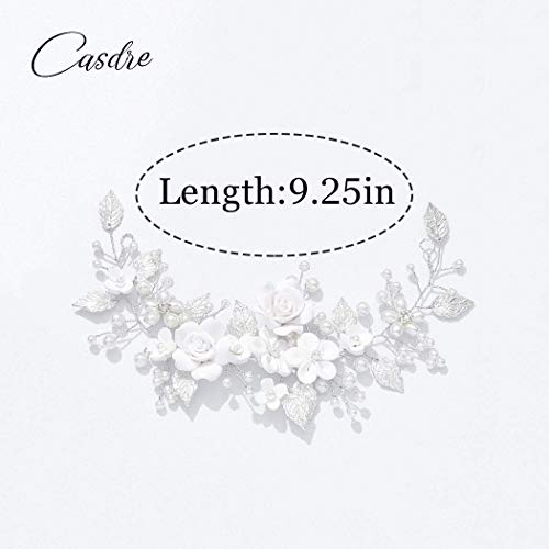 Silver Flower Wedding Hair Vine Pearl Headpiece
