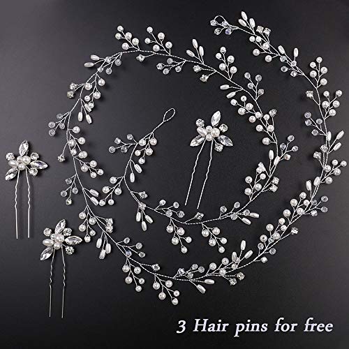 Denifery Rose Gold Silver Bridal Head Vine Hair Accessories