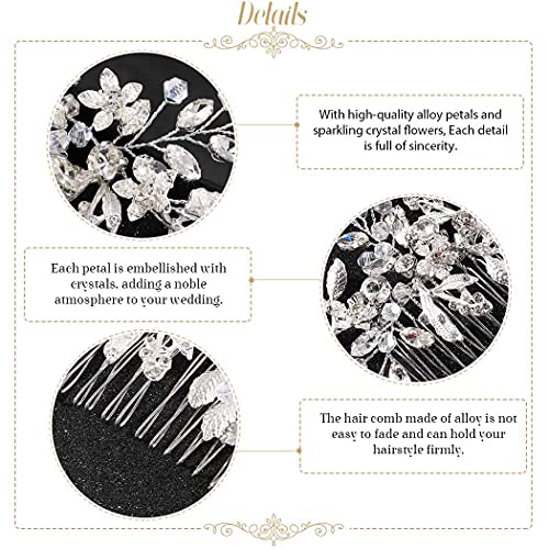 Floral Crystal Rhinestone Bridal Hair Comb for Weddings