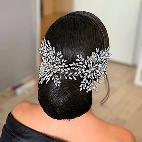 HAIPEI Rhinestone Bridal Hair Comb Headpiece Wedding Headband
