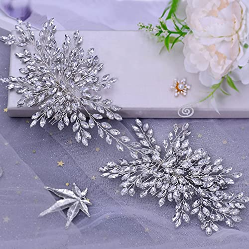 HAIPEI Rhinestone Bridal Hair Comb Headpiece Wedding Headband