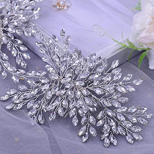 HAIPEI Rhinestone Bridal Hair Comb Headpiece Wedding Headband