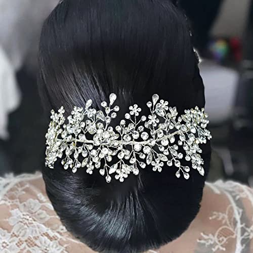 Bride Rhinestone Headband Wedding Hair Accessories (Silver)