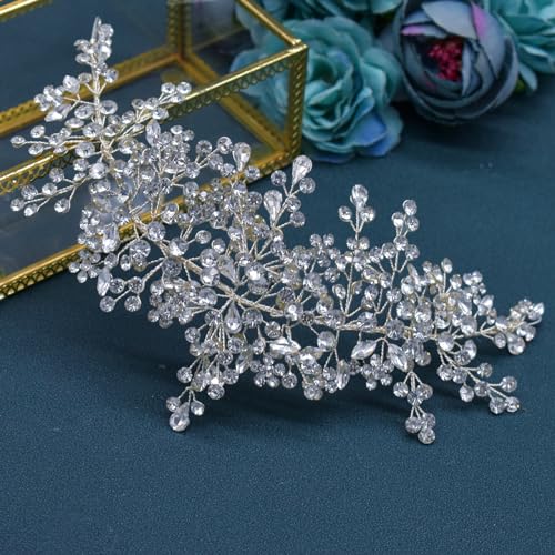 Bride Rhinestone Headband Wedding Hair Accessories (Silver)