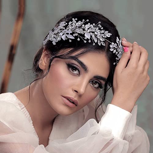 Rhinestone Leaf Crystal Bridal Headband Wedding Hair Accessories