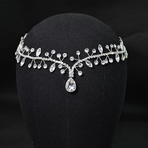 Rhinestone Forehead Headband for Brides, Bridal Hairpiece