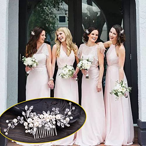 Urberry Bridal Flower Hair Clips Pearl Headpiece Wedding