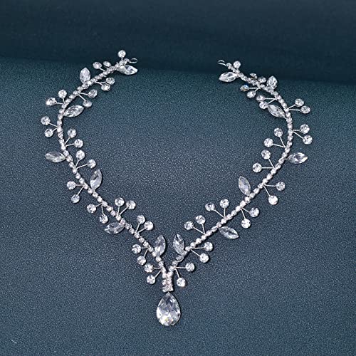 Rhinestone Forehead Headband for Brides, Bridal Hairpiece