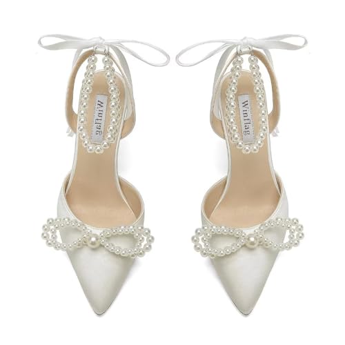 Ivory Pearl High Heel Wedding Shoes for Bride
