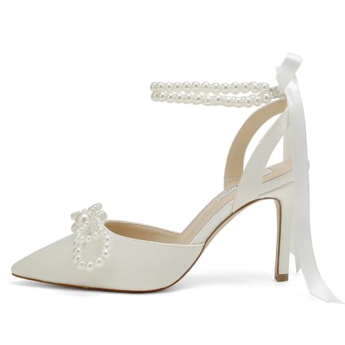 Ivory Pearl High Heel Wedding Shoes for Bride