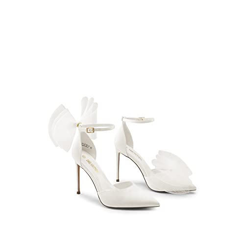 White Strappy High Heel Wedding Party Pumps