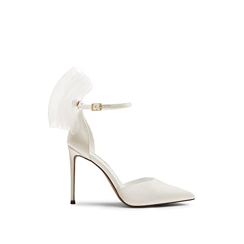 White Strappy High Heel Wedding Party Pumps