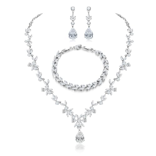Hadskiss Bridal Jewelry Set with White Cubic Zirconia