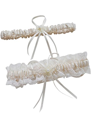 VEPYCLY Ivory Stain Wedding Bridal Garter - One Size