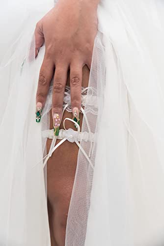 VEPYCLY Ivory Stain Wedding Bridal Garter - One Size