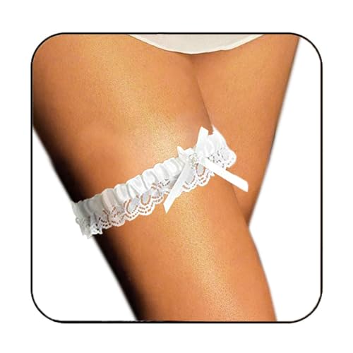 EVAZEN White Lace Floral Wedding Garter Set