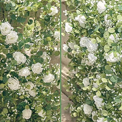 Anna's Whimsy Fake Eucalyptus Rose Gypsophila Garland Wedding