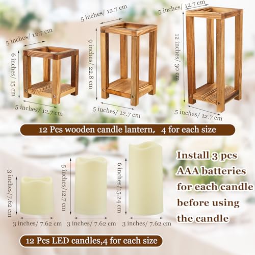Set of 24 Wooden Lanterns with LED Candles