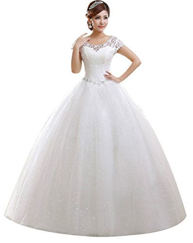 Double Shoulder Floor Length Bridal Gown, Custom Size