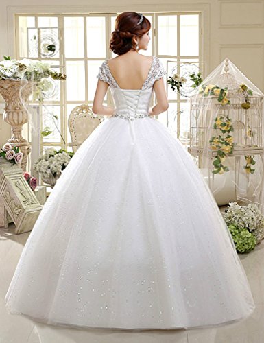 Double Shoulder Floor Length Bridal Gown, Custom Size