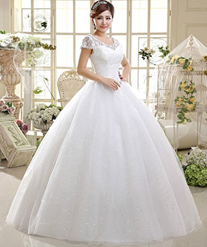 Double Shoulder Floor Length Bridal Gown, Custom Size