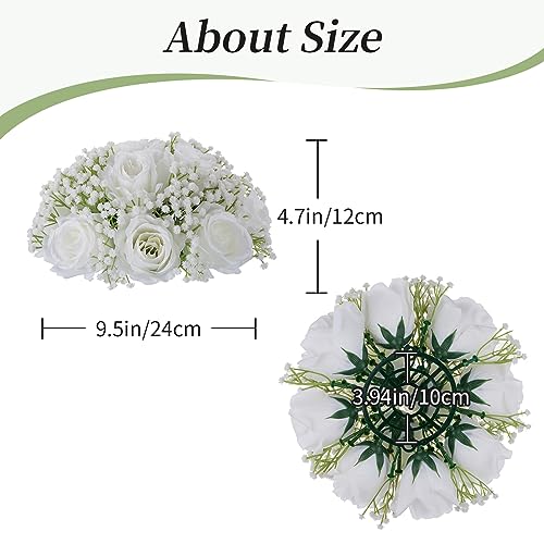 White Rose & Babys Breath Wedding Centerpieces (2pcs)