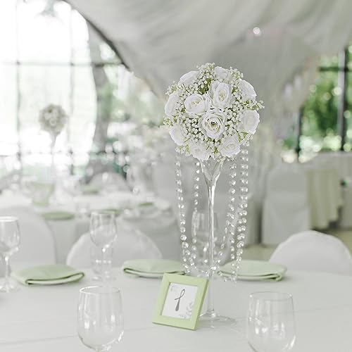 White Rose & Babys Breath Wedding Centerpieces (2pcs)