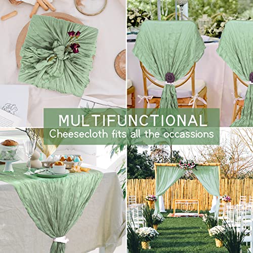 12 Packs Cheesecloth Table Runner, 35"x120" Sage Green Wedding Décor