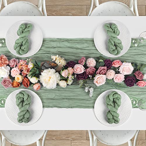 12 Packs Cheesecloth Table Runner, 35"x120" Sage Green Wedding Décor