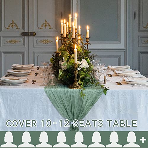 12 Packs Cheesecloth Table Runner, 35"x120" Sage Green Wedding Décor