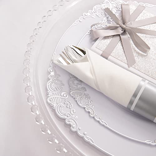350-Piece Silver Plastic Plates & Napkins Wedding Set