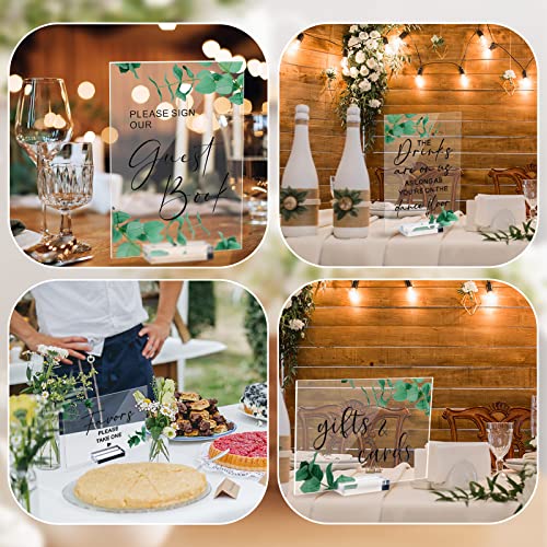 Acrylic Wedding Reception Signs Set with Rustic Holder