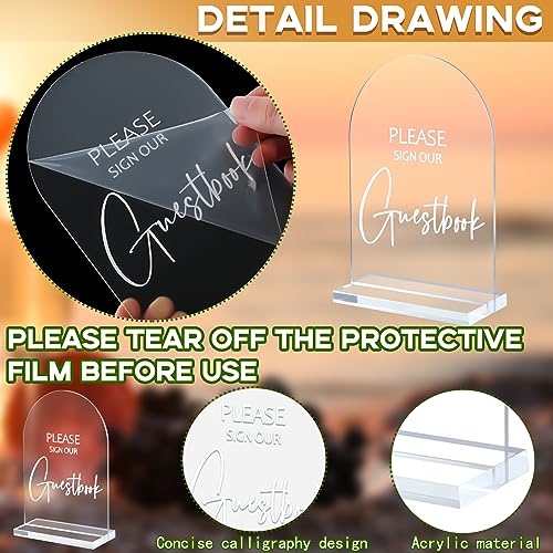 Clear Acrylic Wedding Signs with Wood Stand - Rustic