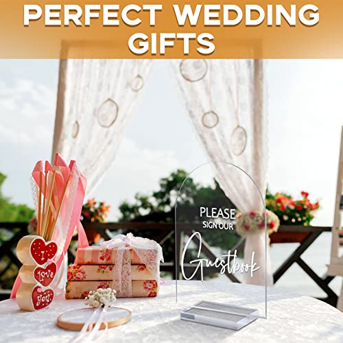 Clear Acrylic Wedding Signs with Wood Stand - Rustic