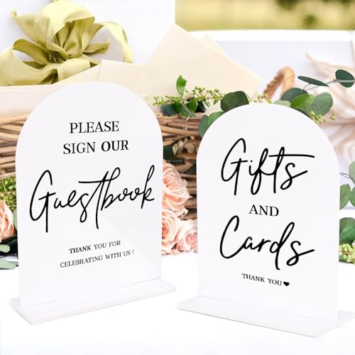 White Acrylic Wedding Signs for Ceremony and Reception