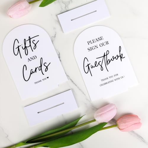 White Acrylic Wedding Signs for Ceremony and Reception