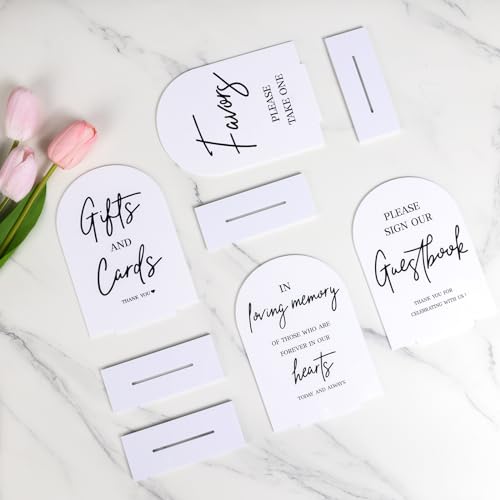 Elegant 5x7 Inch White Acrylic Wedding Signs Set