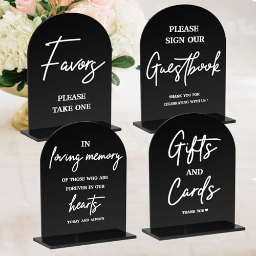 4-Piece Acrylic Wedding Signs Set - Ceremony & Reception