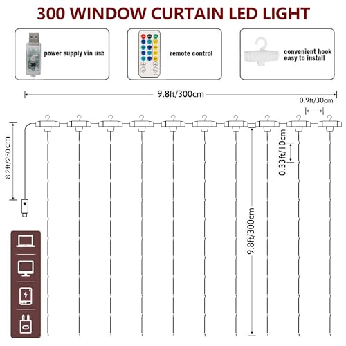 300 LED Curtain String Lights for Wedding Decor