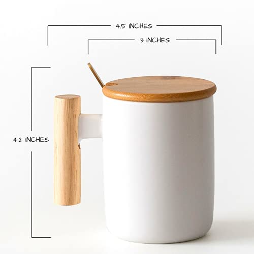 Bamboo Handle Coffee Mug Set with Lid & Spoon