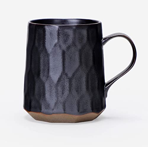 Personalized Handmade Stoneware Coffee Mug, Geometric Metallic Black