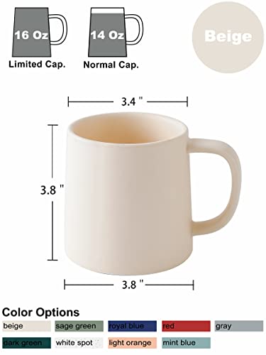 Beige Ceramic Coffee Mugs Set - 16 oz