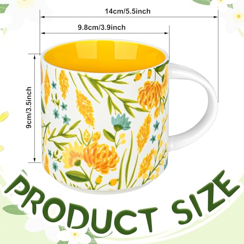 16 oz Pretty Vintage Ceramic Coffee Mugs, 2-Pack