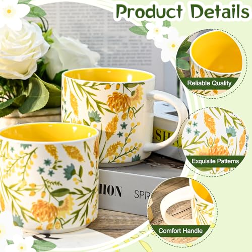 16 oz Pretty Vintage Ceramic Coffee Mugs, 2-Pack