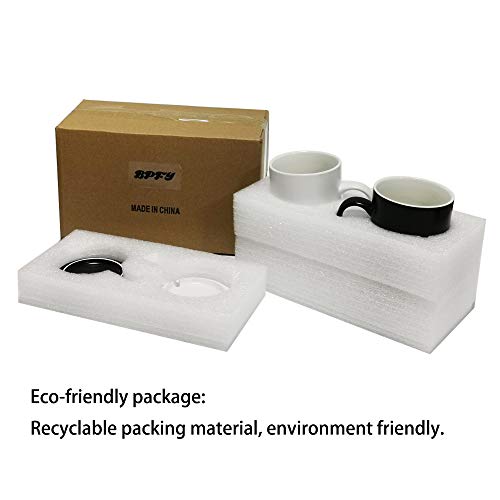 Set of 2 Ceramic 16oz Coffee Mugs with Lid and Spoon