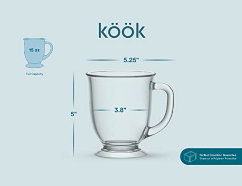 Kook Clear Glass Coffee Mugs Set of 6