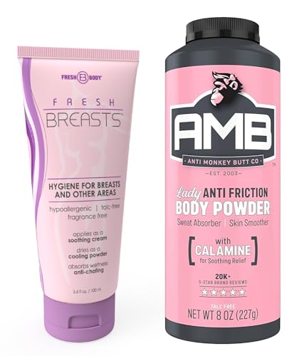 Fresh Body Ladies Sweat-Free Bundle: Breasts Lotion, 3.4oz & Anti-Monkey Butt Powder, 8oz