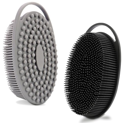 Silicone Body Scrubber: Hygienic Exfoliating Shower Tool (Black/Gray)