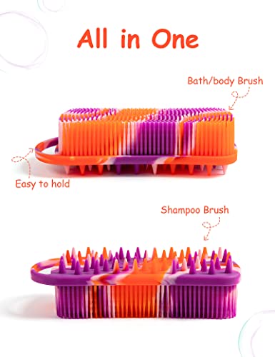 BSROLUNA Silicone Body Scrubber & Shampoo Brush Combo