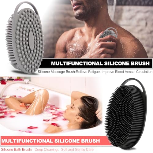 Silicone Body Scrubber: Hygienic Exfoliating Shower Tool (Black/Gray)
